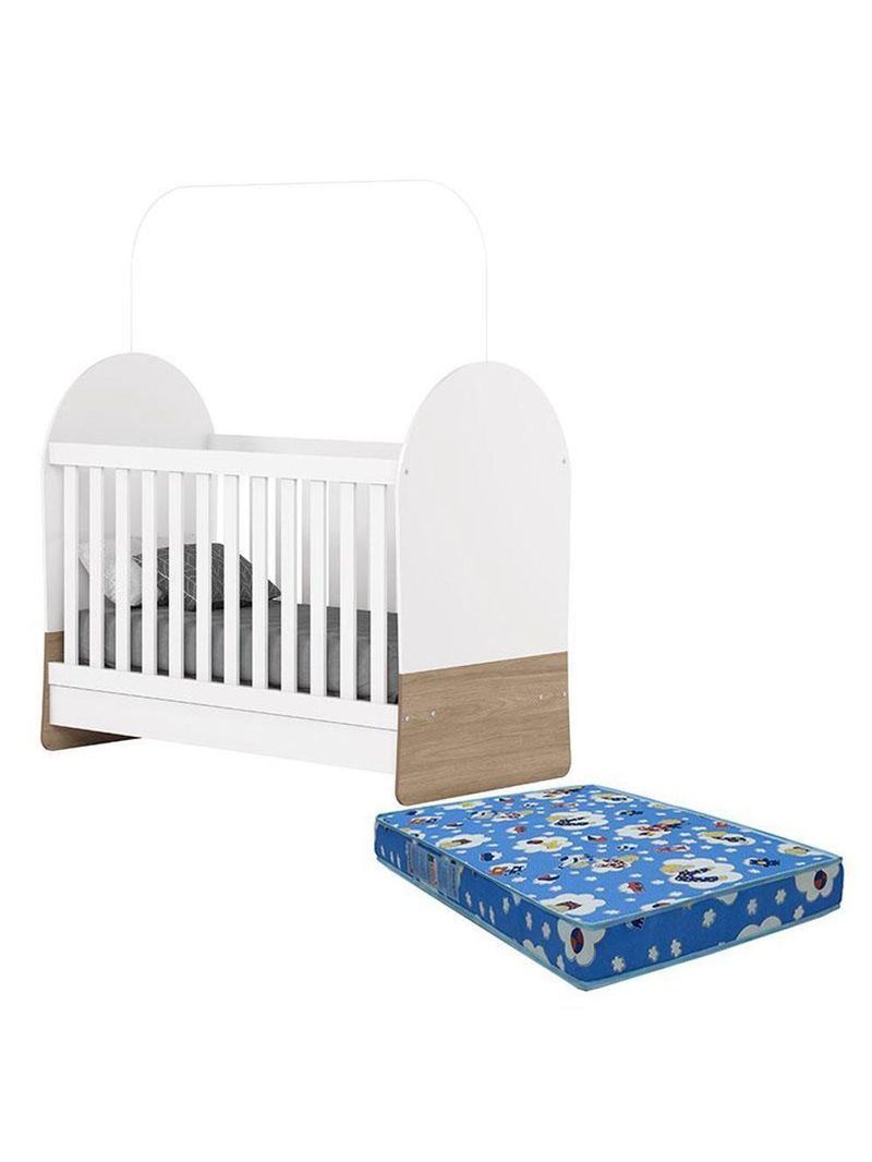 Berço Mini Cama Magia Branco Jequitibá Hp Com Colchão 130x60 Ortobom - Henn