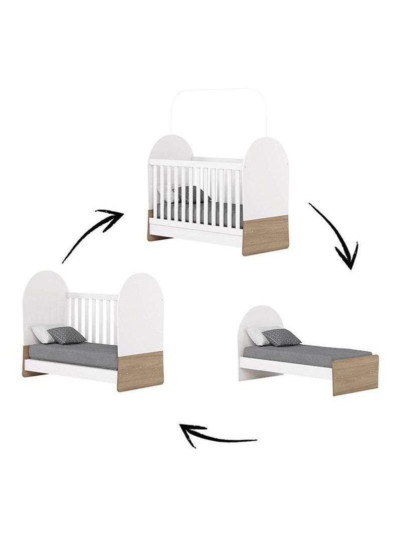Berço Mini Cama Magia Branco Jequitibá Hp Com Colchão 130x60 Ortobom - Henn