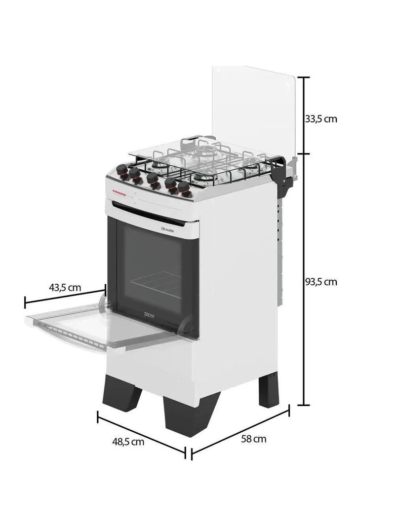 Fogão Mueller 4 Bocas Piacere Branco Bivolt