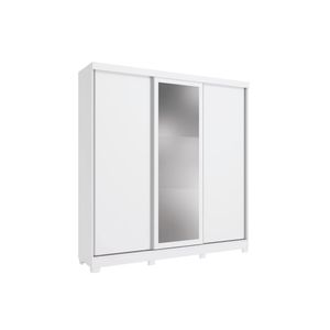 Guarda-roupa Casal Kappesberg 3 Portas Reversiveis De Correr 3 Espelhos 4 Gavetas Branco
