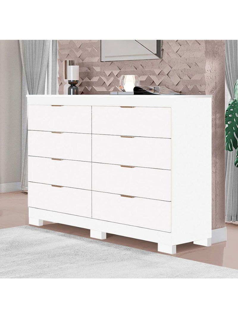 Cômoda Isadora Com 8 Gavetas Em Mdf Premium E Kit De Pés Tuboarte Branco