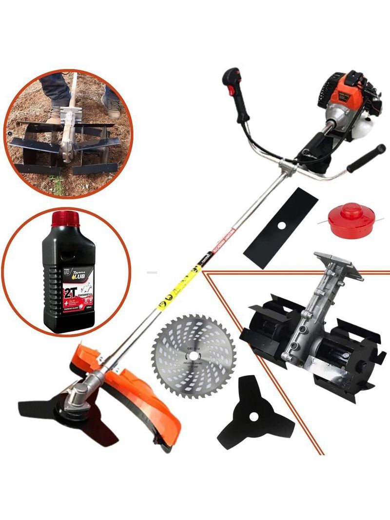 Roçadeira Cortador De Grama & Capinadeira A Gasolina Importway 3hp 63cc Com Enxada Rotativa + Oleo Toyama 2t 500ml