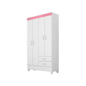 Guarda Roupa Infantil Astro Branco Brilho Rosa Flex – Demóbile