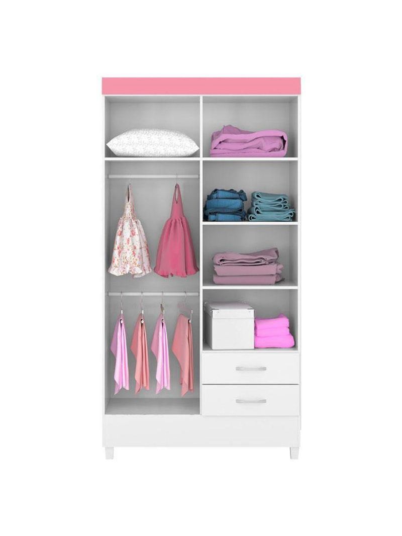 Guarda Roupa Infantil Astro Branco Brilho Rosa Flex – Demóbile