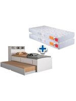 Colchão Solteiro Pérola Polar (2un) + Bicama Ravena c/ Baú Branco