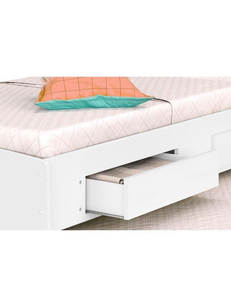 Colchão Solteiro Pérola Polar (2un) + Bicama Ravena c/ Baú Branco