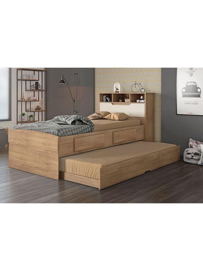 Colchão Solteiro Pérola Polar (2un) + Bicama Ravena c/ Baú Branco