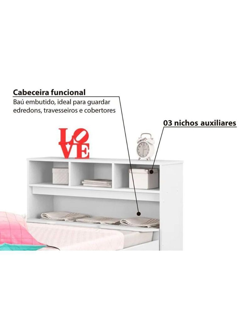 Colchão Solteiro Pérola Polar (2un) + Bicama Ravena c/ Baú Branco