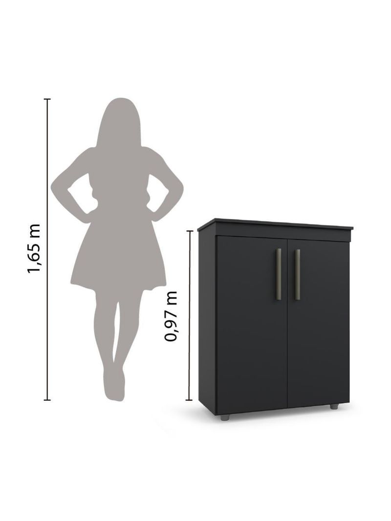 Armário Multiuso Organizador Office 2 Portas Preto Batrol Preto