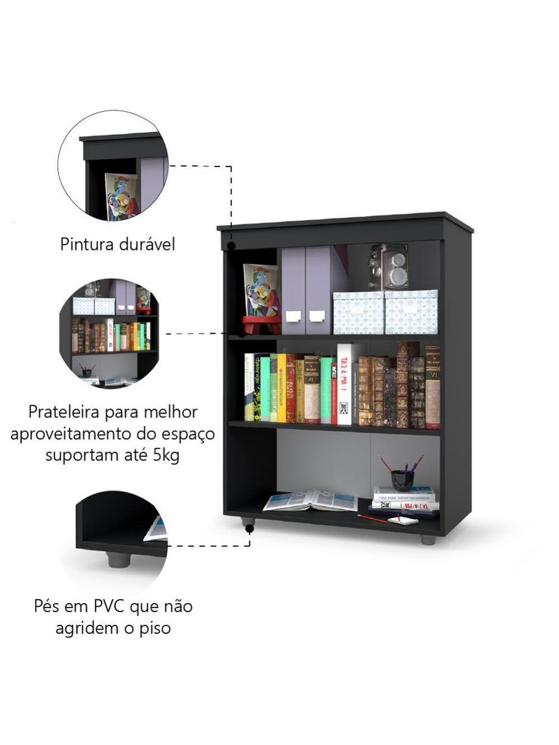 Armário Multiuso Organizador Office 2 Portas Preto Batrol Preto