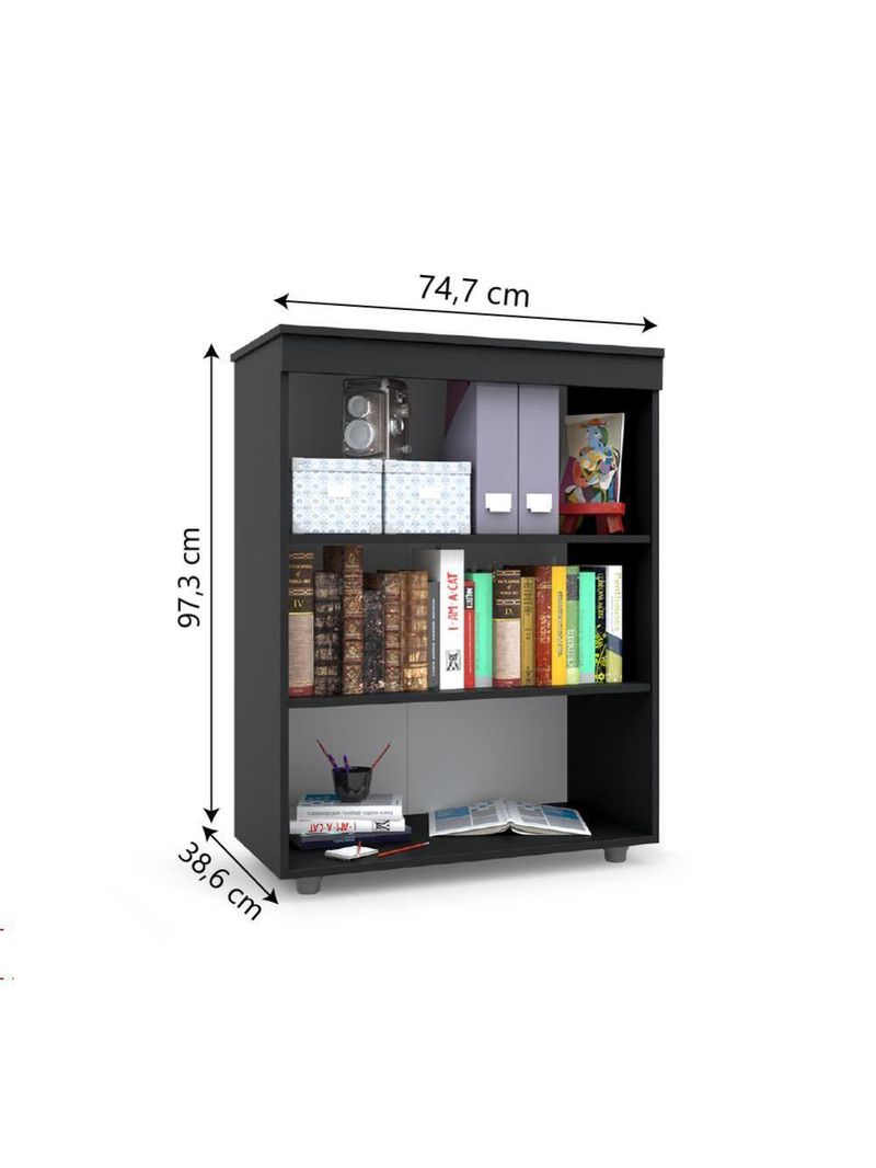 Armário Multiuso Organizador Office 2 Portas Preto Batrol Preto