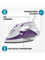 Ferro A Vapor Mondial Ceramic Express F-40 Branco/Lilás 127V