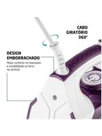 Ferro A Vapor Mondial Ceramic Express F-40 Branco/Lilás 127V