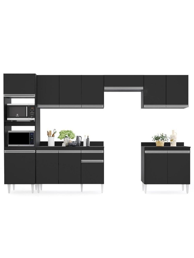 Cozinha Modulada 6 Módulos Composição 8 Preto – Lumil Móveis