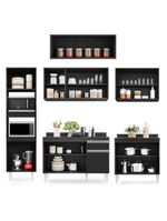 Cozinha Modulada 6 Módulos Composição 8 Preto – Lumil Móveis
