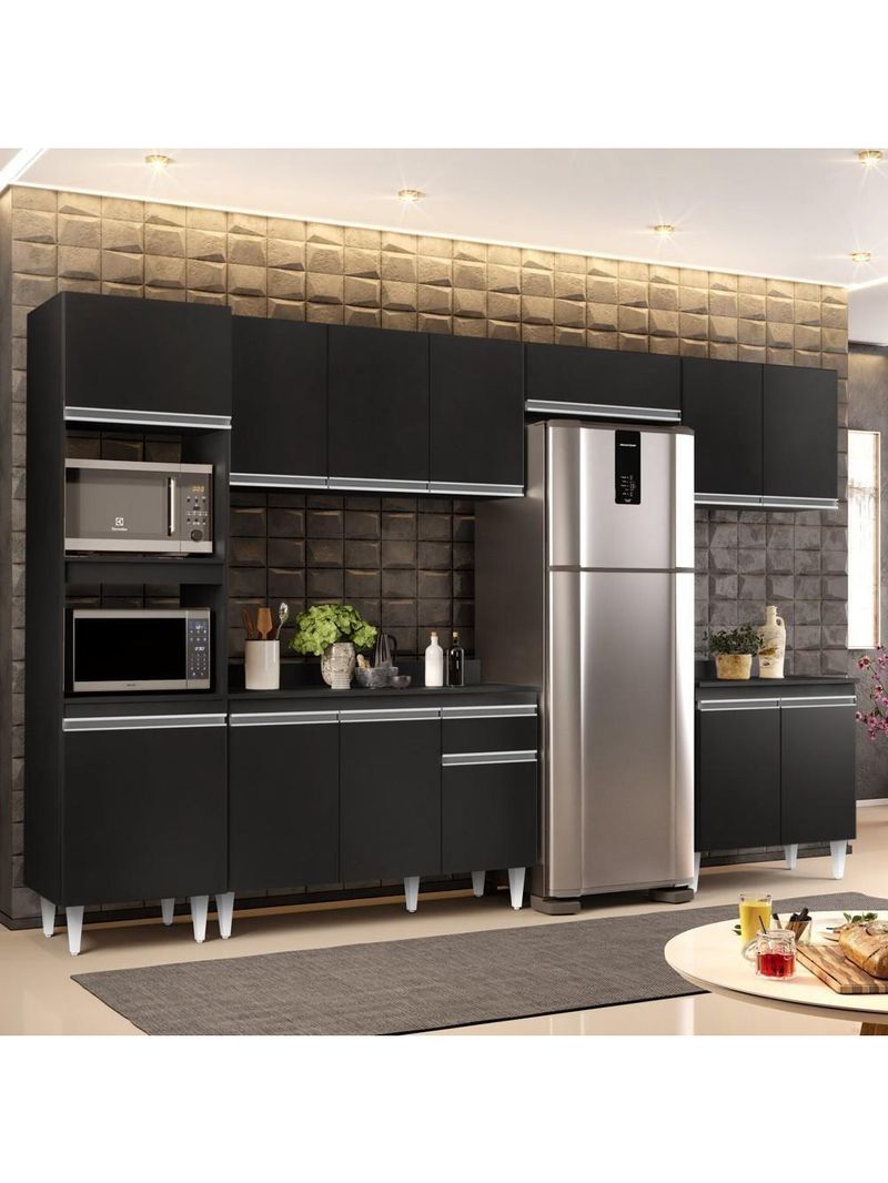 Cozinha Modulada 6 Módulos Composição 8 Preto – Lumil Móveis