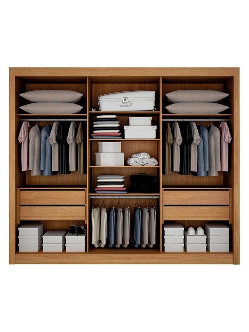 Guarda Roupa Casal 3 Portas Milano Cinamomo – Leifer Móveis