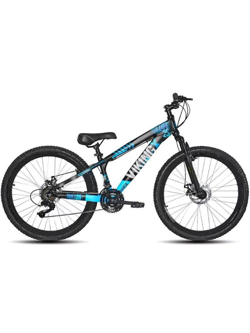 Bicicleta Vikingx Tuff25/30 Freeride Aro 26 21v Cambios Importados Preto Azul Vikingx