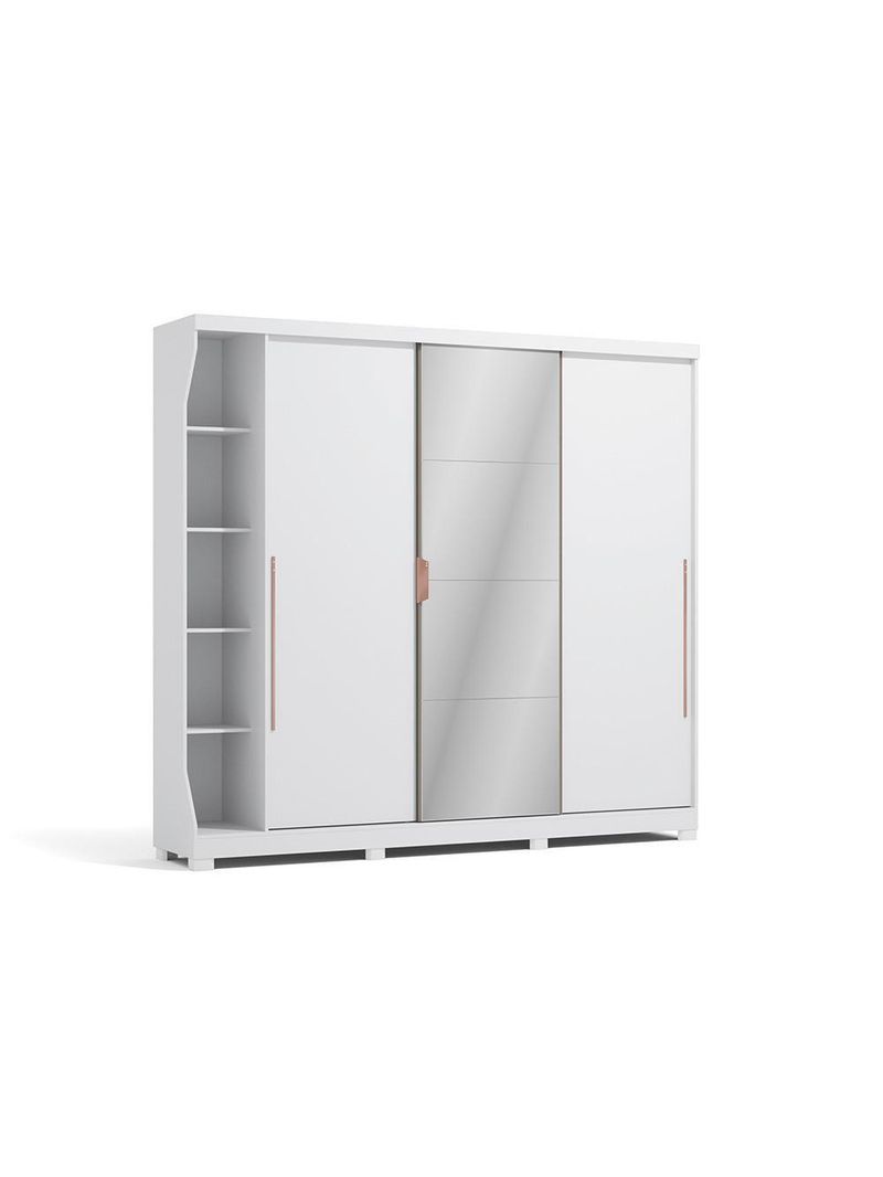 Guarda-Roupa Casal 3 Portas de Correr 6 Gavetas Branco F542