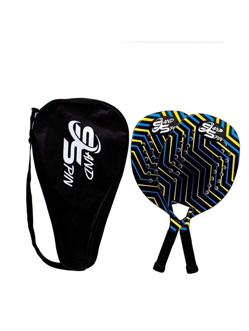 Kit 2 Raquetes de Beach Tennis Sand Spin Aloha Fibra de Carbono Azul