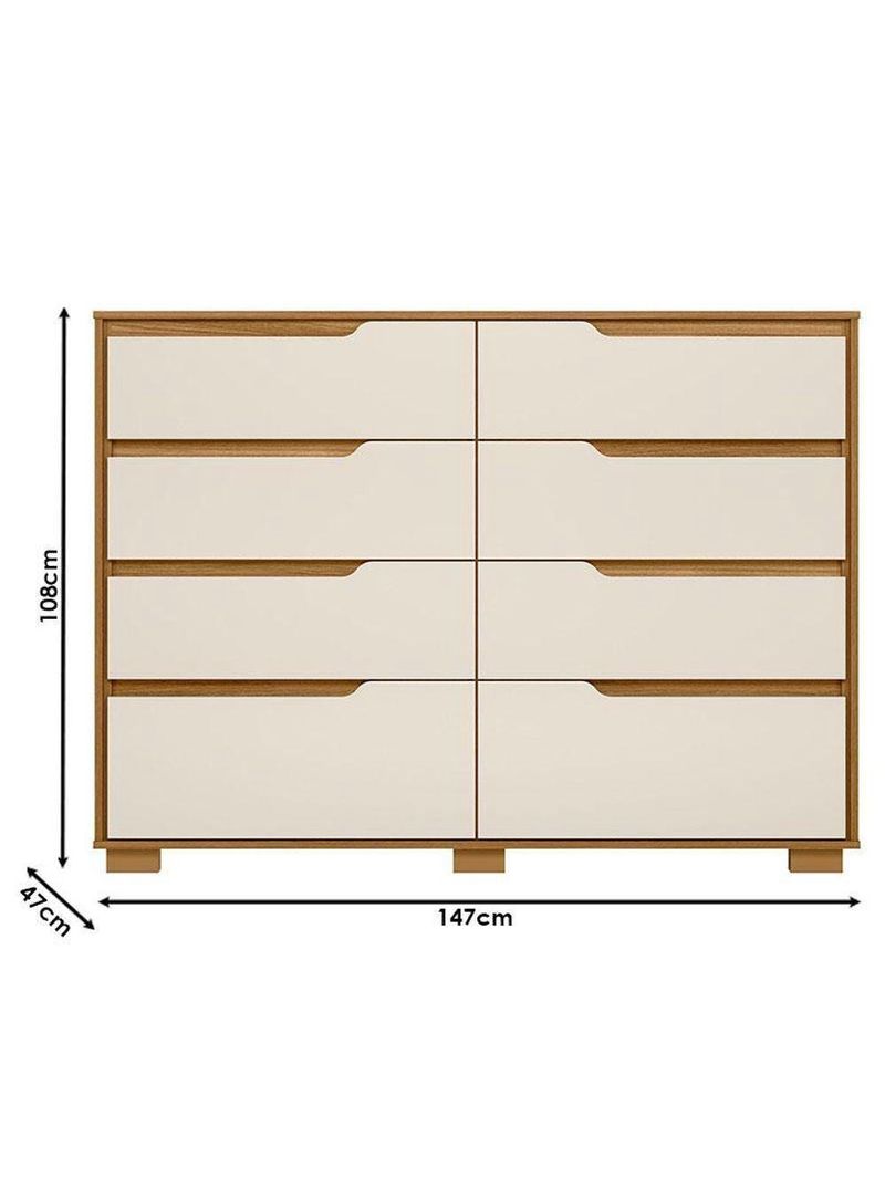 Guarda Roupa Casal Araguaia E Cômoda Georgia Freijó Off White Com Espelho - Moval