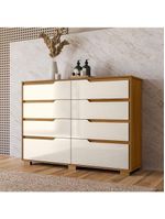 Guarda Roupa Casal Araguaia E Cômoda Georgia Freijó Off White Com Espelho - Moval