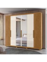 Guarda Roupa Casal Araguaia E Cômoda Georgia Freijó Off White Com Espelho - Moval