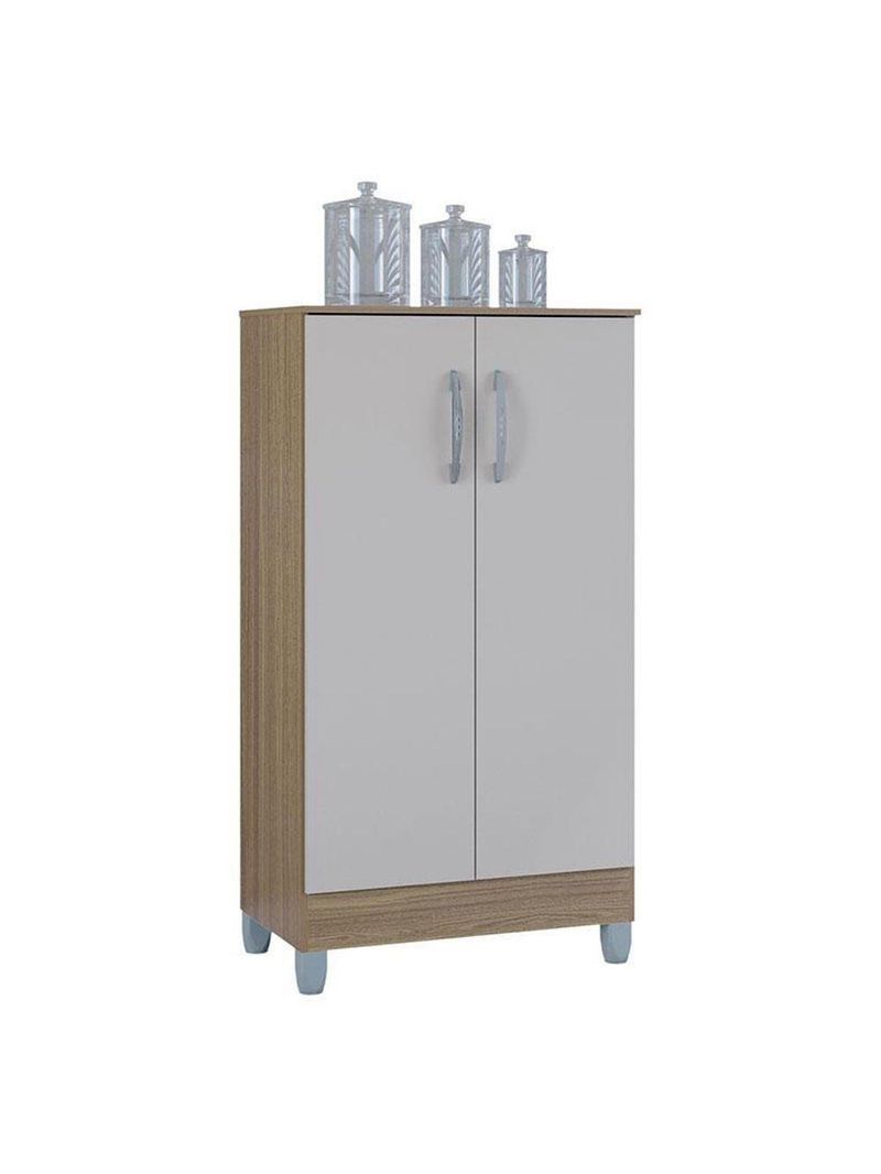 Guarda Roupa Casal Tóquio 6 Portas com Armário Multiuso 2 Portas Pequeno Damasco Off White – Poquema