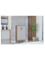 Guarda Roupa Casal Tóquio 6 Portas com Armário Multiuso 2 Portas Pequeno Damasco Off White – Poquema