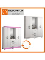 Guarda-Roupa Capelinha 4 Portas E 3 Gavetas Branco/Rosa