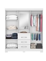 Guarda-Roupa Capelinha 4 Portas E 3 Gavetas Branco/Rosa