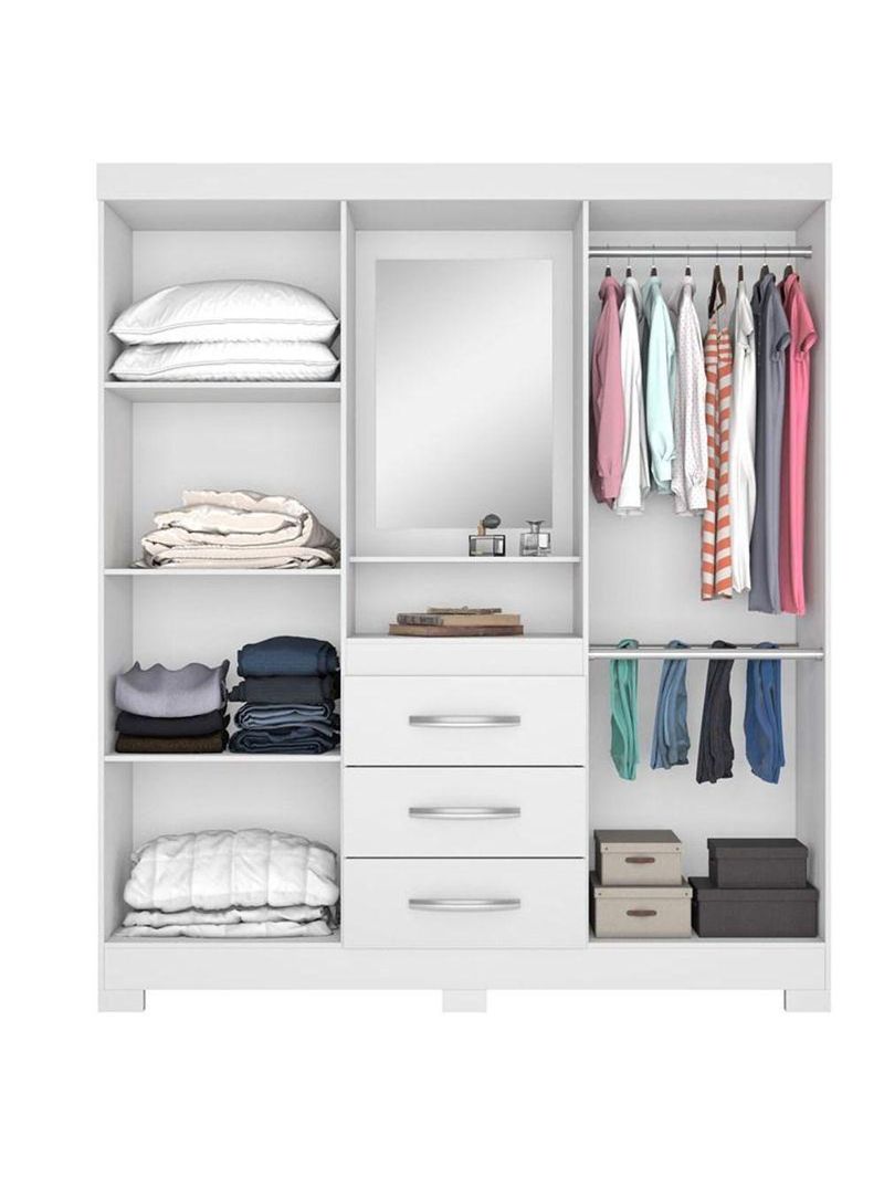 Guarda-Roupa Capelinha 4 Portas E 3 Gavetas Branco/Rosa