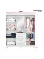 Guarda-Roupa Capelinha 4 Portas E 3 Gavetas Branco/Rosa