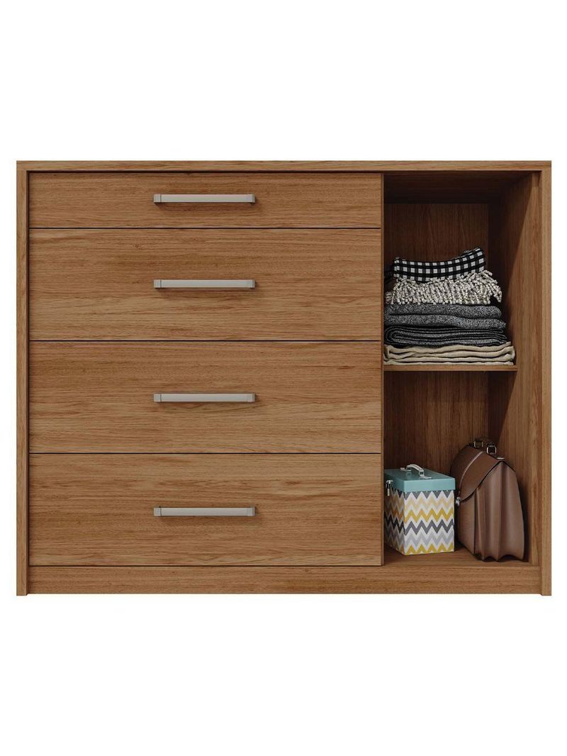 Cômoda Sapateira 1 Porta 4 Gavetas Marrom Palacius Caemmun