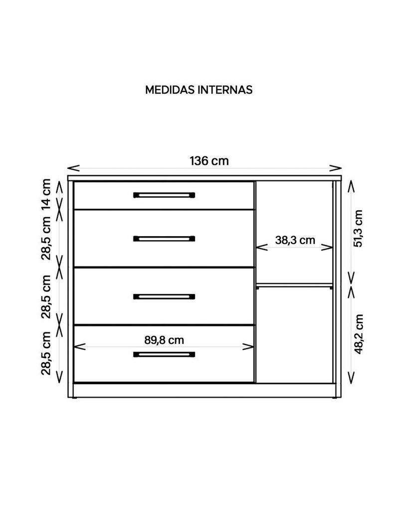 Cômoda Sapateira 1 Porta 4 Gavetas Marrom Palacius Caemmun