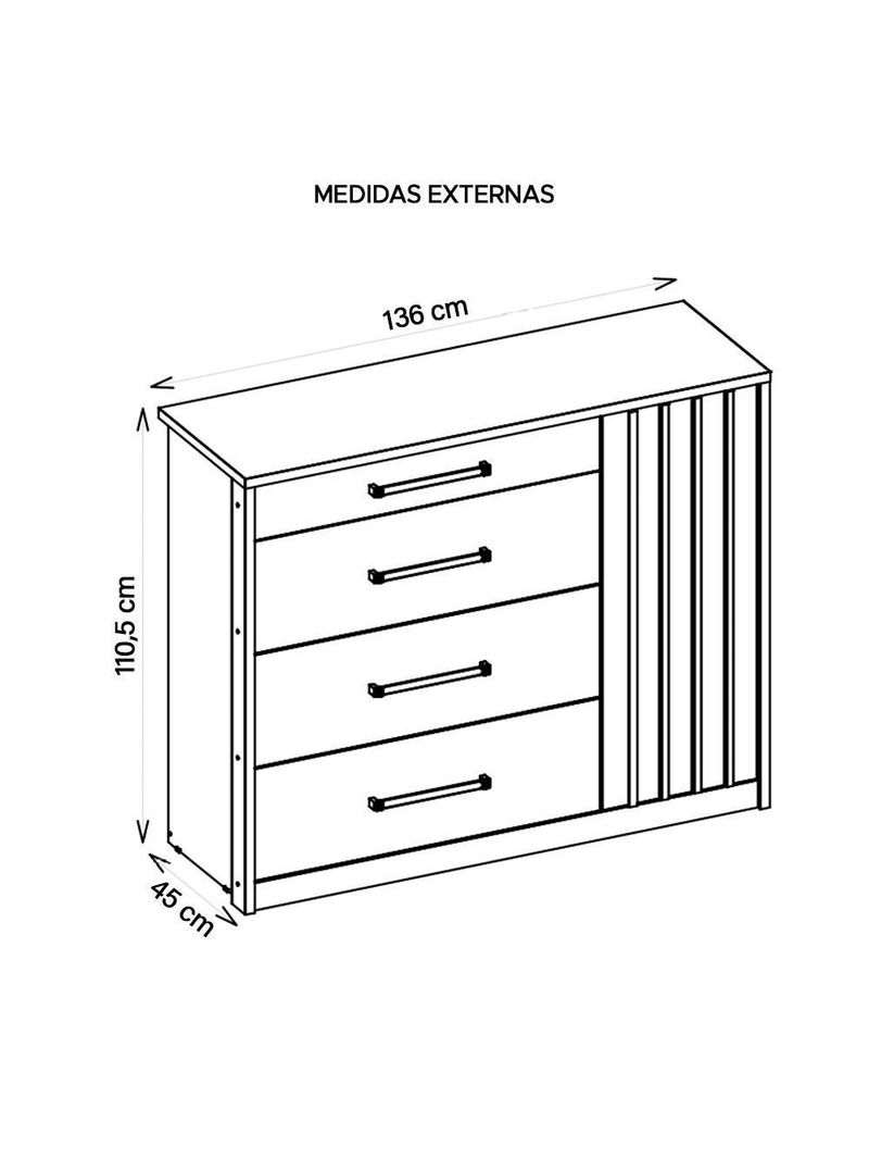 Cômoda Sapateira 1 Porta 4 Gavetas Marrom Palacius Caemmun