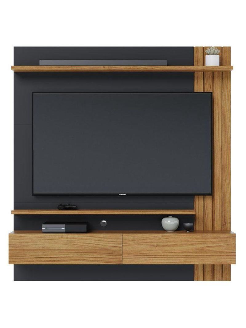 Painel Para Tv Home Suspenso Ambiente Juriti 15 Noce Milano Preto Acetinado – Colibri