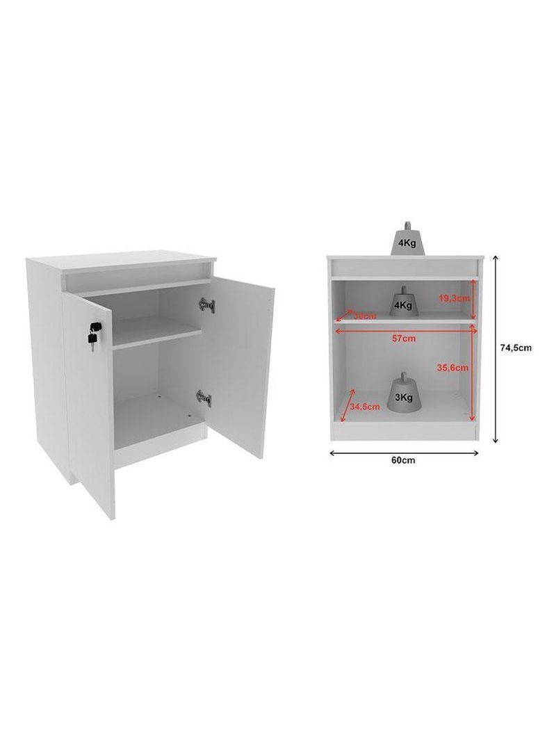 Armário Balcão Para Escritório Me4149 Branco - Tecnomobili