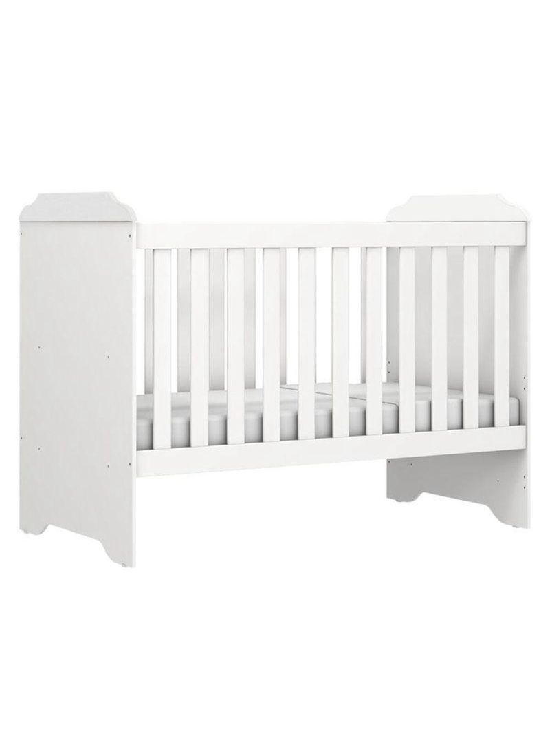 Berço Americano Mini Cama E Cômoda Mel Flat Branco Brilho Com Colchão Ortobom - Carolina