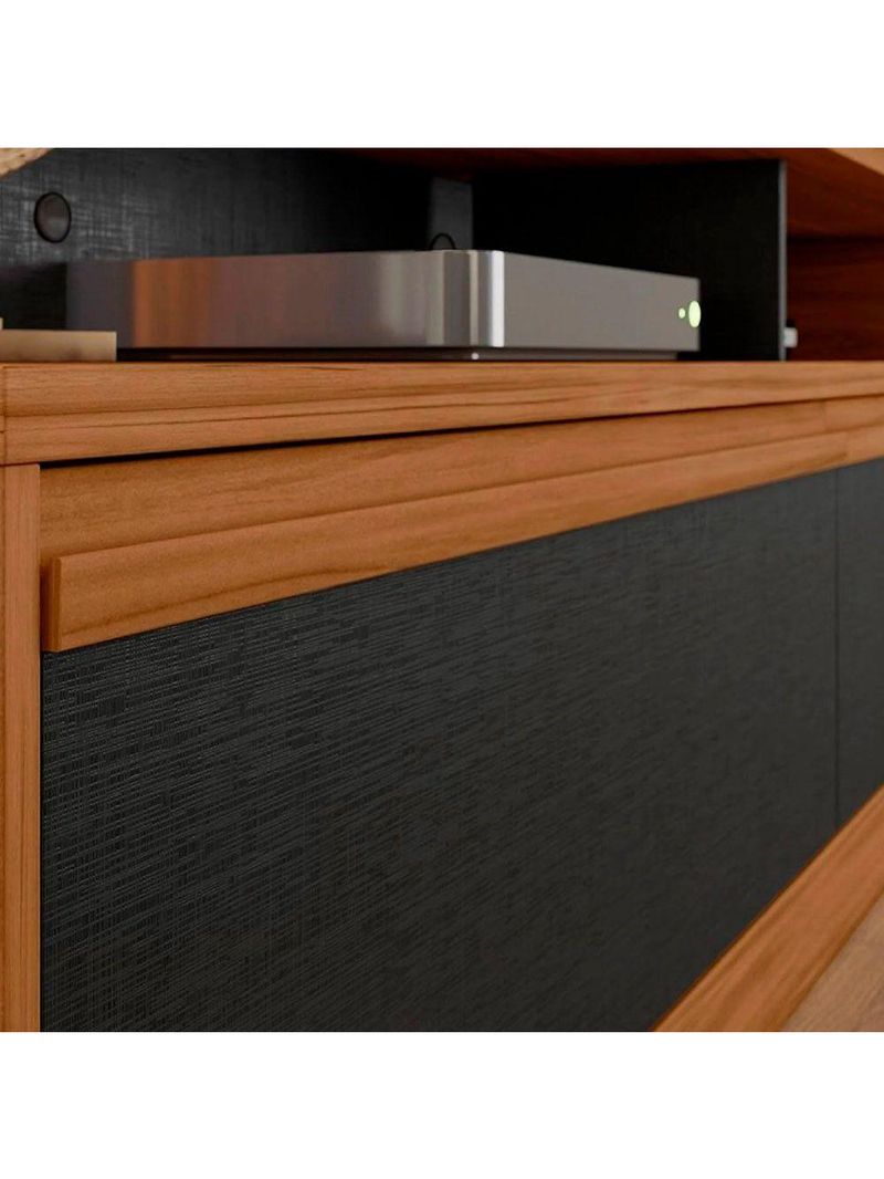 Home Nt1295 183cm Para Até 60" Com Detalhe Ripado E Pés Notável Freijó Trend Com Preto Tx