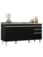 Balcão Gabinete com Pia Inox 160cm Arkansas Preto - Lumil