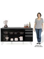 Balcão Gabinete com Pia Inox 160cm Arkansas Preto - Lumil