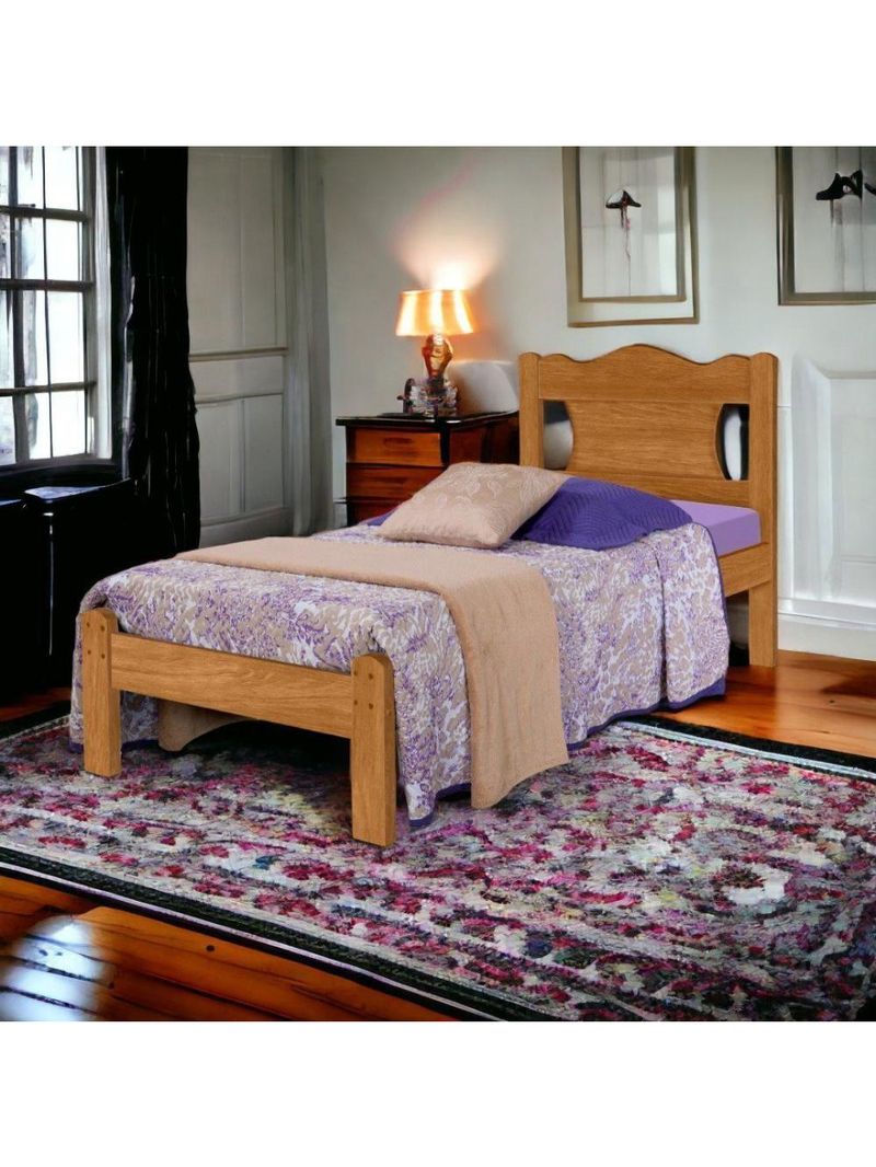 Cama Solteiro Munique Nature com Colchão Gabrielli