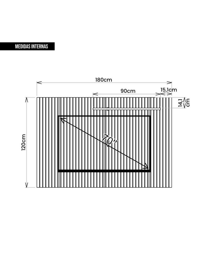 Painel Para Tv's Até 70 Polegadas Sun Marrom Caemmun