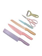 Conjunto De Facas 6 Peças Aço Inoxidável Colorido Cozinha