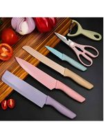 Conjunto De Facas 6 Peças Aço Inoxidável Colorido Cozinha