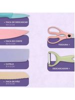 Conjunto De Facas 6 Peças Aço Inoxidável Colorido Cozinha