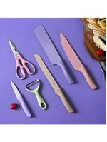 Conjunto De Facas 6 Peças Aço Inoxidável Colorido Cozinha