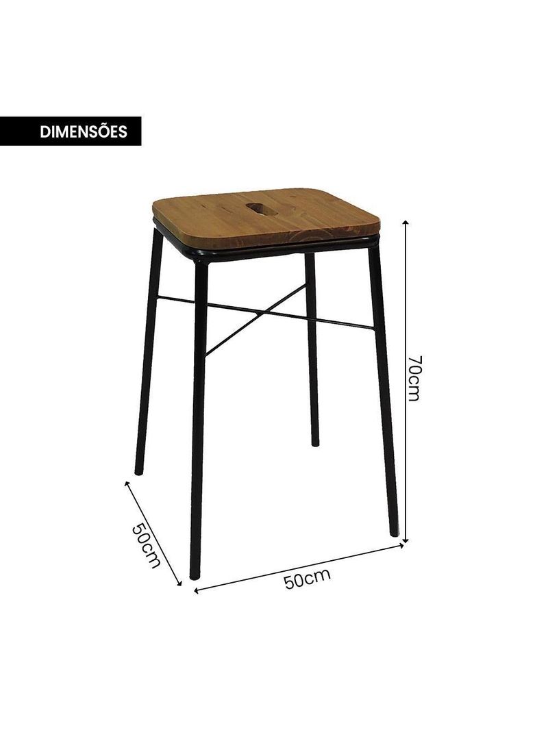 Banco Pegs Baixo Decorativo Preto - Overseas