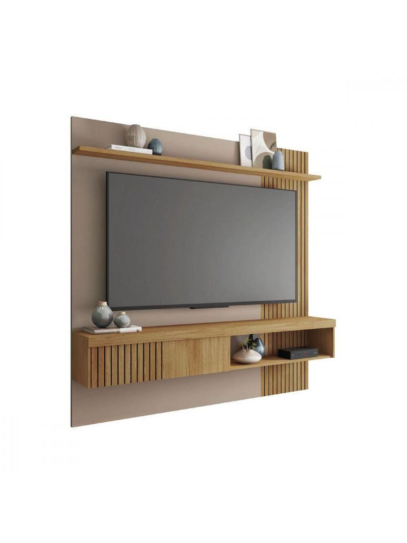 Painel Para Tv Até 65 Polegadas 1,80m Jade Caemmun Fendi/buriti Ripado
